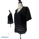 Christina VTG Knit Crochet Short Sleeve Sweater Black Cardigan  Photo 5