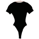 Naked Wardrobe NWOT Size S NW Ribbed Short Sleeve Thong Bodysuit Black Crew Neck Photo 2