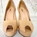 Saint Laurent  YSL Patent Leather Slip On Peep Toe Stilettos Pump Beige 38 / 7.5 Photo 5