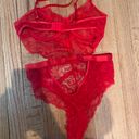 SheIn Red Lace Bodysuit Photo 1