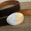 Urban Outfitters  Brown Leather Belt~Silver Buckle Western VTG 59.5” Long~Small? Photo 2