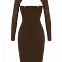 House Of CB  Natalia Chocolate Power Mesh Front Tie Midi Dress Size M Photo 11