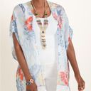 Chico's Chico’s Ikat Floral Ruana Wrap Sz S/M Linen Open Front Fringe Hem Photo 1