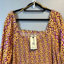 Terra & Sky  Bell Sleeve Smock Top in Retro Geometric Berry Fun Print Sz 3X NWT Photo 5