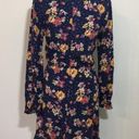 Xhilaration NEW Navy Blue Floral Long Sleeved Dress Pussybow Photo 3