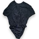 Oleg Cassini Vintage Black Tie  Bodysuit Black Silk Abstract Beaded Short Sleeve Photo 10