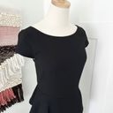 Eliza J  Cap Sleeve Ruffled Peplum Waist Crepe Wide Leg Jumpsuit Black Size 6 NWT Photo 4