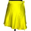 Amanda Uprichard  Anneli Wrap Micro Mini Skirt Lime Green MEDIUM Silk Designer Photo 4