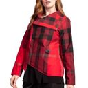 Habitat Liv by  Suzanne Jacket Ruby Red Tartan Plaid Asymmetrical Hem L Photo 1