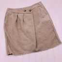 Michael Kors  Skirt Womans 6 Tan Raw Edge Linen Mini Pencil Faux Wrap Button Photo 0