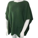 J.Jill  Womens One Size Poncho Sweater Green Front Pockets Tunic Length Rib Knit Photo 0