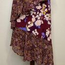 Mossimo Burgundy Floral Ruffle Midi Skirt Size M Photo 8