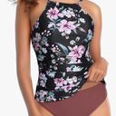 Tempt Me Two Piece Tankini Swimsuit for Women High Neck Ruched Tummy Control Top with Bottom Bathing Suits Photo 1