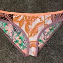 Maaji  Reversible Bikini Bottom in Orange Floral Geometric Pattern Size Small Photo 0