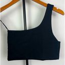 Oak + Fort  Black Single Shoulder Crop Bra Top Photo 0