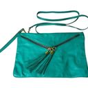 Vera Pelle VTG  Italian LEATHER HANDBAG Teal Crossbody Shoulder Wristlet Clutch! Photo 3