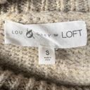 Lou & grey  For Loft Beige Long Sleeve Turtleneck Fair Isle Fringe Sweater Size S Photo 5