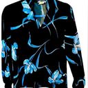 Buttons MARDI MODES NEW YORK Blouse Womens 10 Black Long Sleeve Floral  VINTAGE Photo 0