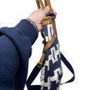 Tommy Hilfiger Navy Faux Leather Brown Trim Tote Handbag Crossbody Photo 7