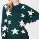 Zenana Hunter Green Star Knit Sweater + Bonus Mask Photo 5