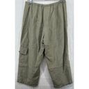 J.Jill  Womens Pants Sz M Petite Sage Green 100% Linen Ruffle Hem Cottage Cropped Photo 1