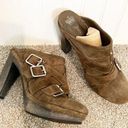 Juicy Couture  Collette Suede Slip On Wood Mules Platform Shoes Buckle Y2K Size 8 Photo 0