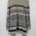 CAbi  Shetland Fringed Cardigan Sweater Open Front Longline Duster Gray Cream XXS Photo 4