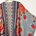 Angie [] Dove Gray Floral Print Flowy Open Front Kimono Cover-Up Boho Top Large L Photo 5