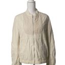 BCBG MAXAZRIA Beige Pleated Jacket Womens Size Medium Full Zip Pockets Photo 5