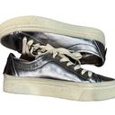  ALL SAINTS Metallic Pewter Silver Milla Leather Platform Sneakers Size Photo 1