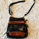 Vintage Bellerose Black & Tan Multi Compartment Faux Leather Crossbody Bag Purse Photo 0