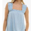 AQUA  Eyelet Top Size Large Blue Ruffle Pullover Wide Strap Woven Tank NEW Photo 0