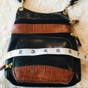 Vintage Bellerose Black & Tan Multi Compartment Faux Leather Crossbody Bag Purse Photo 3