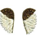 Angel wing statement earrings sequins beaded felt Photo 0