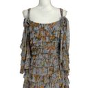 Zimmermann  Painted Heart Ra Ra Cold-shoulder Tiered Printed Silk Mini Dress Photo 0