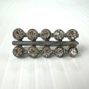 Vintage Small Brooch Bar Set Silver Tone Clear Rhinestones Double Row Costume Photo 9