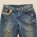 DKNY  Ludlow Cropped Boyfriend Fit Denim Pants Distressed Patches & Lace Jeans 2 Photo 2