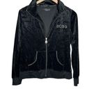 BCBGMAXAZRIA black velvet bling zip up track suit jacket size large Photo 0