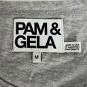 Pam & Gela Flocked SAVAGE Graphic T-Shirt Short Sleeve Gray & Pink  Photo 5