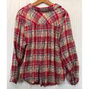 Westbound Womens Button Shirt Plus Sz 2X Red Plaid Paisley Overprint Rayon LS Boho Casual Photo 2