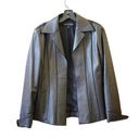 Anne Klein New York Real Leather Y2K Modern Tailored Suit Jacket Black Small Photo 0