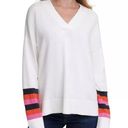 Tommy Hilfiger  Rainbow Striped-Sleeve Sweater V-Neck Pullover SZ M NWOT Photo 0