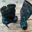 Charlotte Russe  Shauna Bling Bling Green/Blue Sequin Peep Toe Boot/Booties SZ 7 Photo 0