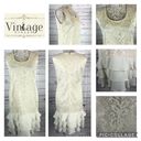 Leslie Fay Vintage 80's  sleeveless lace cream dress with ruffles size 10 Photo 3