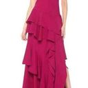 Halston Heritage  Drop Waist Tiered Ruffle Gown Pink Size 0 Photo 0