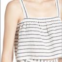 Ten Sixty Sherman  Crop Tank Large White Ivory Navy Linen Stripe Women Top Summer Photo 6