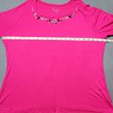 Lane Bryant  Women Shirt Size 14 Pink Stretch Preppy Beaded Scoop Chic 3/4 Sleeve Photo 3