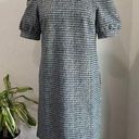 Loft  Black and Blue Boucle Tweed Short Sleeve Shift Dress Size M Photo 0