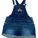 Disney Mickey Minnie Pluto Stretchy Denim Shorts Overalls Womens Size 14 Photo 0