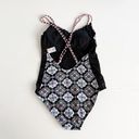 Hula Honey [] Black Gypsy Deco Lace Geometric Print One Piece Swimsuit Sz Small S Photo 1